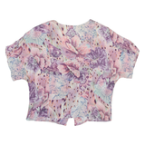 Womens Shirt Blouse Pink V-Neck Viscose Floral M