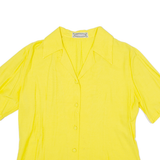 ROSA GUNA Womens Shirt Blouse Yellow V-Neck M