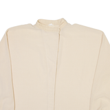 Womens Off Shoulder Shirt Cream Button Neck Long Sleeve M