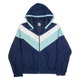 ADIDAS Womens Track Jacket Blue Hooded Chevron UK 26