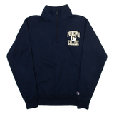 CHAMPION Principia College Mens Sweatshirt Blue 1/4 Zip USA S