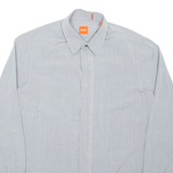 BOSS Mens Shirt Grey Pinstripe Long Sleeve S