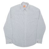 BOSS Mens Shirt Grey Pinstripe Long Sleeve S