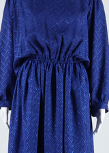 Womens Maxi Dress Blue Geometric Long XS