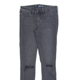 HOLLISTER Distressed Womens Jeans Grey Slim Skinny Stone Wash W25 L27