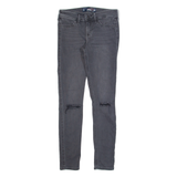 HOLLISTER Distressed Womens Jeans Grey Slim Skinny Stone Wash W25 L27