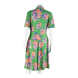 JERSEY Womens Skater Dress Green Floral Short Sleeve Midi M