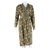 RICHARDS Womens Pencil Dress Black 90s Floral Long Sleeve Midi S