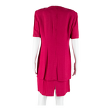 PERCEPTIONS Womens Jacket Dress Pink 90s Short Sleeve Knee Length M