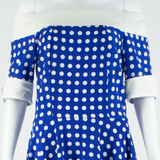 Womens Skater Dress Blue Polka Dot Short Sleeve Midi M