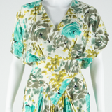 Womens A-Line Dress White Viscose 90s Floral Short Sleeve Midi S