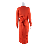 ISSA Tie-front Lined Womens Maxi Dress Red Long Sleeve Long UK 14