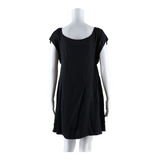 LADY AVENUE Womens Shift Dress Black Silk Geometric Sleeveless Short S