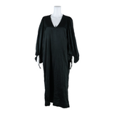 GANNI Crinkle Look Womens Shift Dress Black Long L