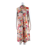 IMPEKA Pockets Womens Shirt Dress Cream Floral Sleeveless Long L
