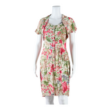 HEMMES Womens Day Dress Cream Floral Short Sleeve Knee Length S