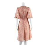 Womens A-Line Dress Pink Floral Short Sleeve Long S