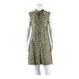 S MODELL Glitter Lined Womens A-Line Dress Brown Animal Print Knee Length S