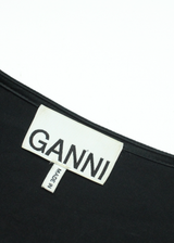 GANNI Crinkle Look Womens Shift Dress Black Long L