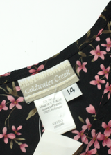 COLDWATER CREEK Womens Day Dress Black Floral Sleeveless Midi L