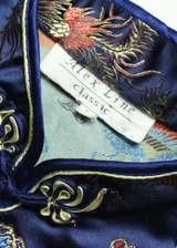 ALEX LINE Side Slit Dragons Womens Pencil Dress Blue Floral Short Sleeve Midi M