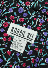 ROBBIE BEE Collared Womens Maxi Dress Black Floral Sleeveless Long M