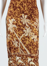 Tie Back Womens Shift Dress Brown Floral Sleeveless Midi S