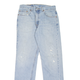 LEVI'S 505 Jeans Distressed Mens Blue Regular Straight Stone Wash W33 L32