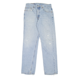 LEVI'S 505 Jeans Distressed Mens Blue Regular Straight Stone Wash W33 L32