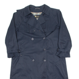 CLAUDE HARVEY Womens Trench Coat Blue 90s M