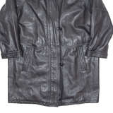 Womens Trench Coat Black Leather 90s L
