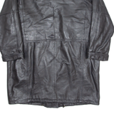 Womens Trench Coat Black Leather 90s L