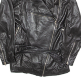 GUS HUTTEN Womens Biker Jacket Black Faux Leather 90s UK 12