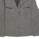 Womens Blazer Jacket Black Knit Wool 90s Diamond UK 14