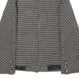 Womens Blazer Jacket Black Knit Wool 90s Diamond UK 14