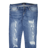 GUESS Distressed Ultra Low Womens Jeans Blue Regular Skinny Stone Wash W30 L28