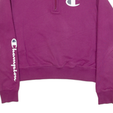 CHAMPION Womens Sweatshirt Pink 1/4 Zip S