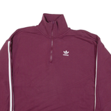 ADIDAS Womens Sweatshirt Maroon 1/4 Zip UK 8
