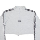 ADIDAS Cropped Womens Sweatshirt Grey 1/4 Zip UK 6