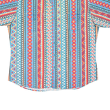AMERICAN HERO Mens Denim Shirt Blue Crazy Pattern XL