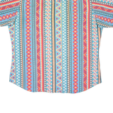 AMERICAN HERO Mens Denim Shirt Blue Crazy Pattern XL