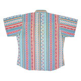 AMERICAN HERO Mens Denim Shirt Blue Crazy Pattern XL