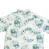CARIBBEAN Mens Hawaiian Shirt White Faux Silk Floral XL