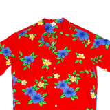 ROYAL CREATIONS Mens Hawaiian Shirt Red Floral L