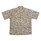 BATIK BAY Mens Hawaiian Shirt Grey Floral L