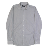 DKNY Slim Fit Mens Shirt Black Striped Long Sleeve M