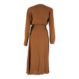 & OTHER STORIES Womens Wrap Dress Brown Viscose Long Sleeve Midi XS