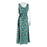 SUNO Womens Day Dress Blue Crazy Pattern Sleeveless Midi S
