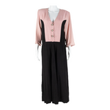 Womens Day Dress Pink Viscose Colourblock Long Sleeve Midi XL