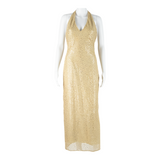 Womens Maxi Dress Gold Sleeveless Long S